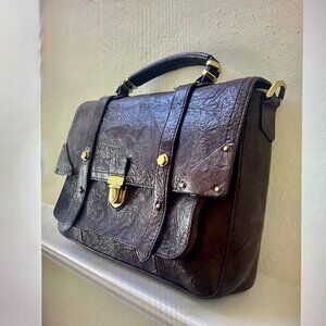 Oryany Satchel Breifcase Messenger Flap Leather Bag retailed $448